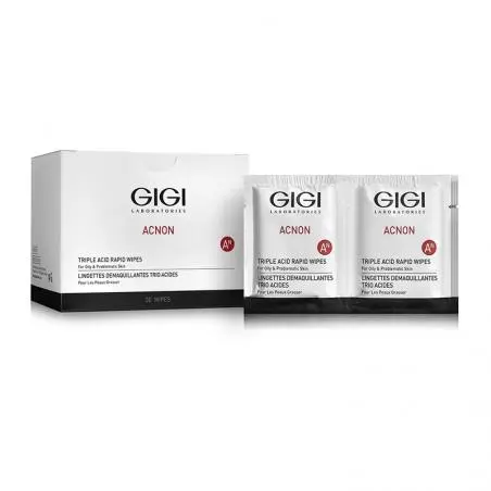 Серветки з кислотами для очищення обличчя, GiGi Acnon Triple Acid Rapid Wipes