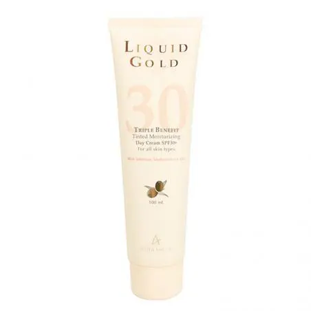 Золотий денний крем для обличчя з потрійним ефектом, Anna Lotan Liquid Gold Triple Benefit Tinted Moisturizing Day Cream SPF30