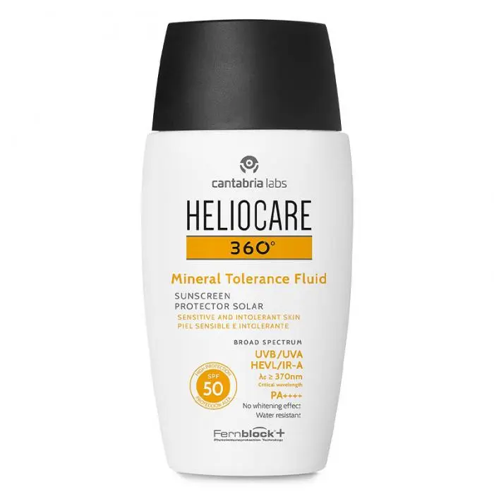 Солнцезащитный минеральный флюид для чувствительной кожи лица, Cantabria Labs Heliocare 360º Mineral Tolerance Fluid SPF50