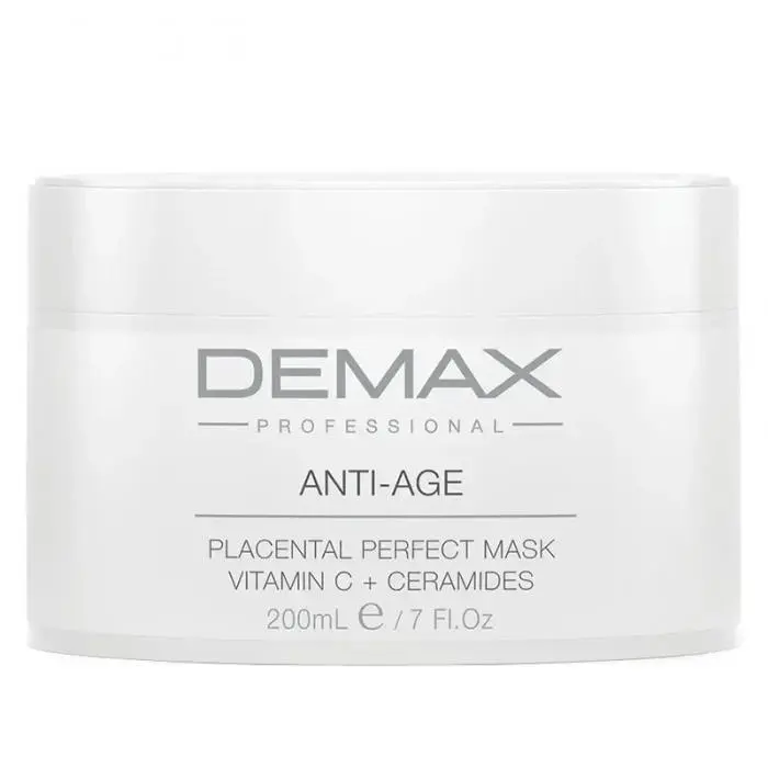 Екстраживильна плацентарна маска «Вітамін С та цераміди» для обличчя, Demax Anti-Age Placental Perfect Mask Vitamin C+Ceramides