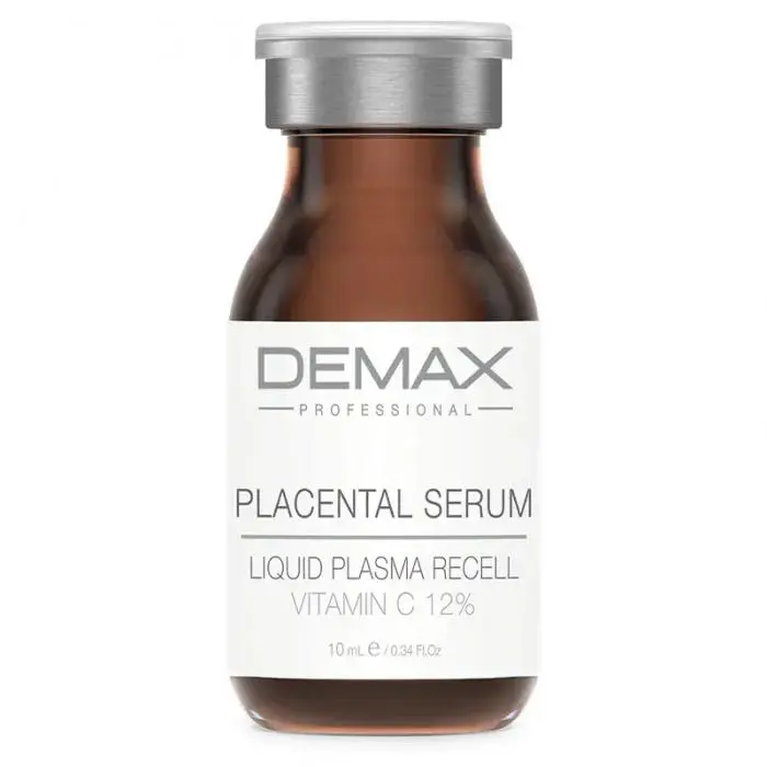 Плацентарна сироватка з вітаміном С «Рідка плазма» для зміцнення шкіри обличчя, Demax Placental Serum Liquid Plasma Recell