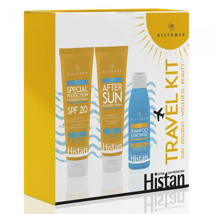 Сонцезахисний дорожній набір для обличчя, тіла та волосся, Histomer Histan Travel Kit