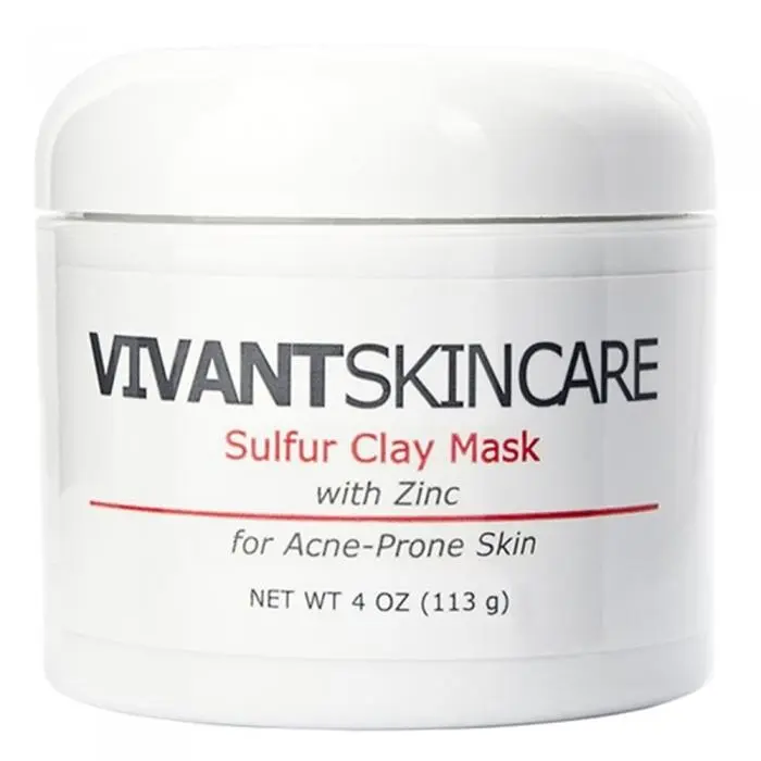 Глиняна маска з сіркою для жирної шкіри обличчя, схильною до акне, Vivant Skin Care Sulfur Clay Mask