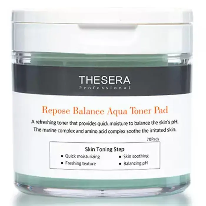 Зволожуючий тонік у подушечках для жирної та комбінованої шкіри обличчя, Thesera Repose Balance Aqua Toner Pads