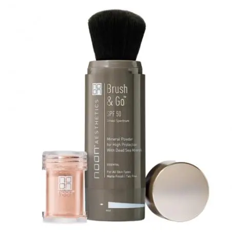 Мінеральна пудра для всіх типів шкіри обличчя, Noon Aesthetics Brush & Go Mineral Powder SPF30 (SPF50) for All Skin Types