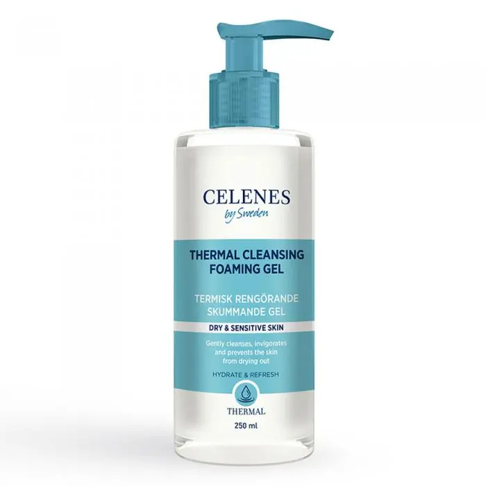 Термальний очищаючий гель-пінка для сухої та чутливої шкіри обличчя, Celenes Thermal Cleansing Foaming Gel Dry & Sensitive