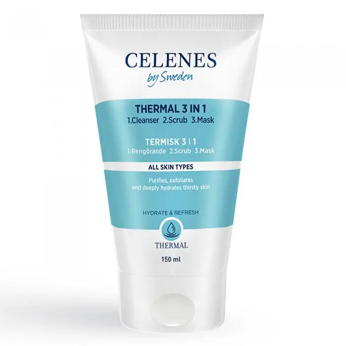 Термальна очищаюча скраб-маска 3 в 1 для шкіри обличчя, Celenes Thermal 3 in 1 Cleanser-Scrub-Mask