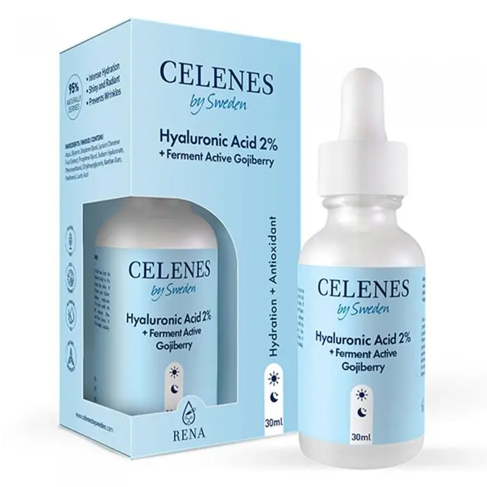 Зволожуюча сироватка з гіалуроновою кислотою для шкіри обличчя, Celenes Hyaluronic Acid 2% + Ferment Active Gojiberry
