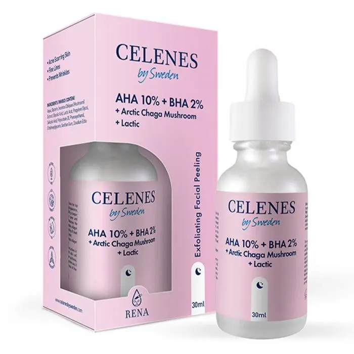 Пілінг-сироватка з кислотами для шкіри обличчя, Celenes AHA 8% + BHA 2% + Lactic + Arctic Chaga Mushroom