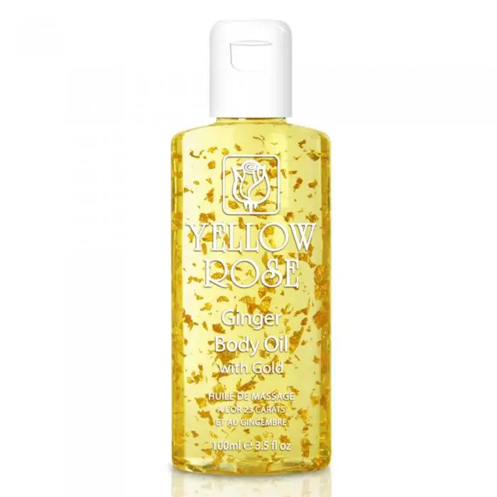 Олія із золотом та імбиром для розкішного, зміцнюючого масажу тіла, Yellow Rose Ginger Body Oil with Gold