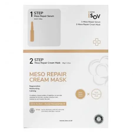 Двухшаговая маска для раздраженной и поврежденной кожи лица, Isov Sorex Meso Repair Cream Mask-2STEP