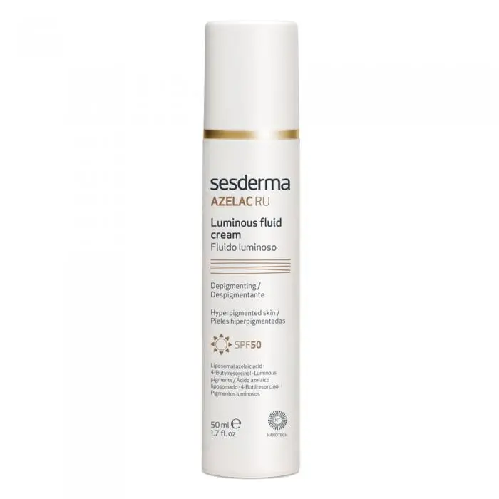 Депігментуючий освітлювальний флюїд для шкіри обличчя, Sesderma Azelac RU Luminous Fluid Cream SPF50