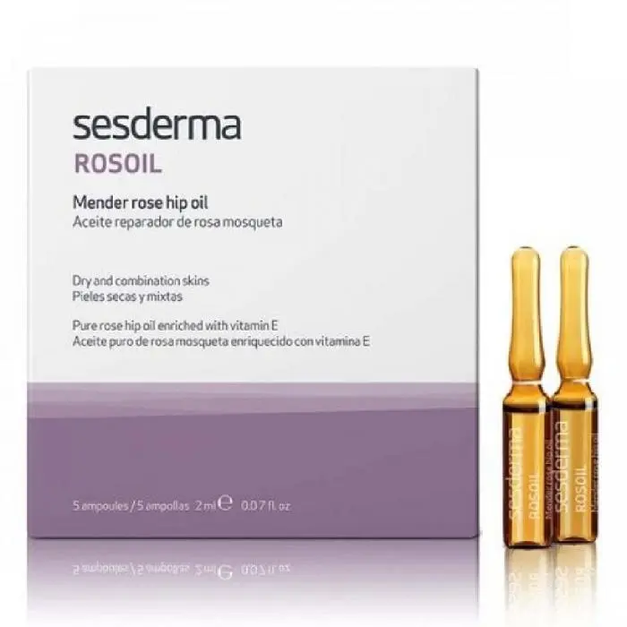 Відновлююча олія шипшини в ампулах для шкіри обличчя та тіла, Sesderma Rosoil Mender Rose Hip Oil