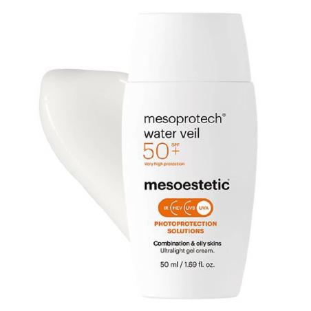 Lekki zasłona przeciwsłoneczna dla skóry tłustej i mieszanej, Mesoestetic Mesoprotech Water Veil SPF50